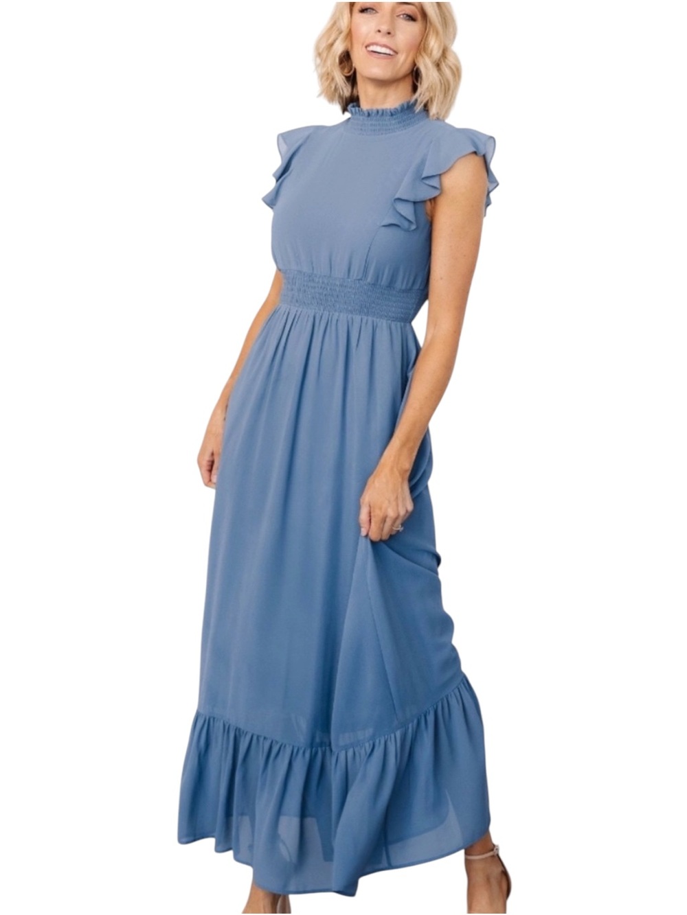 Baltic Born Kearny Ruffle Maxi Dress NWT, whisper blue, size small, whimsy